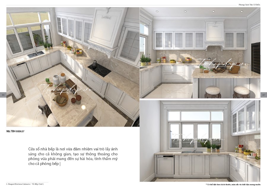 Thiết kế phòng bếp biệt thự tân cổ điển